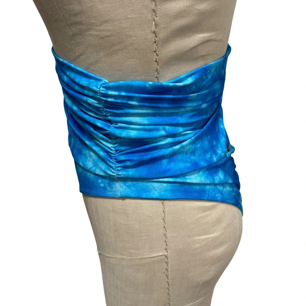NEW Beach Bunny Bikini Bottoms Size L Blue Double Adjustable Wrap Scrunch Ties